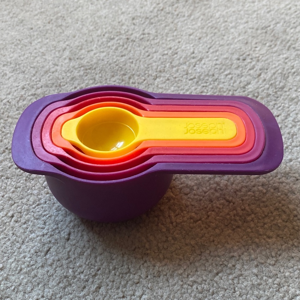 Colorful Nested Measuring Cups & Spoons Set — Purple/Red/Orange/Yellow